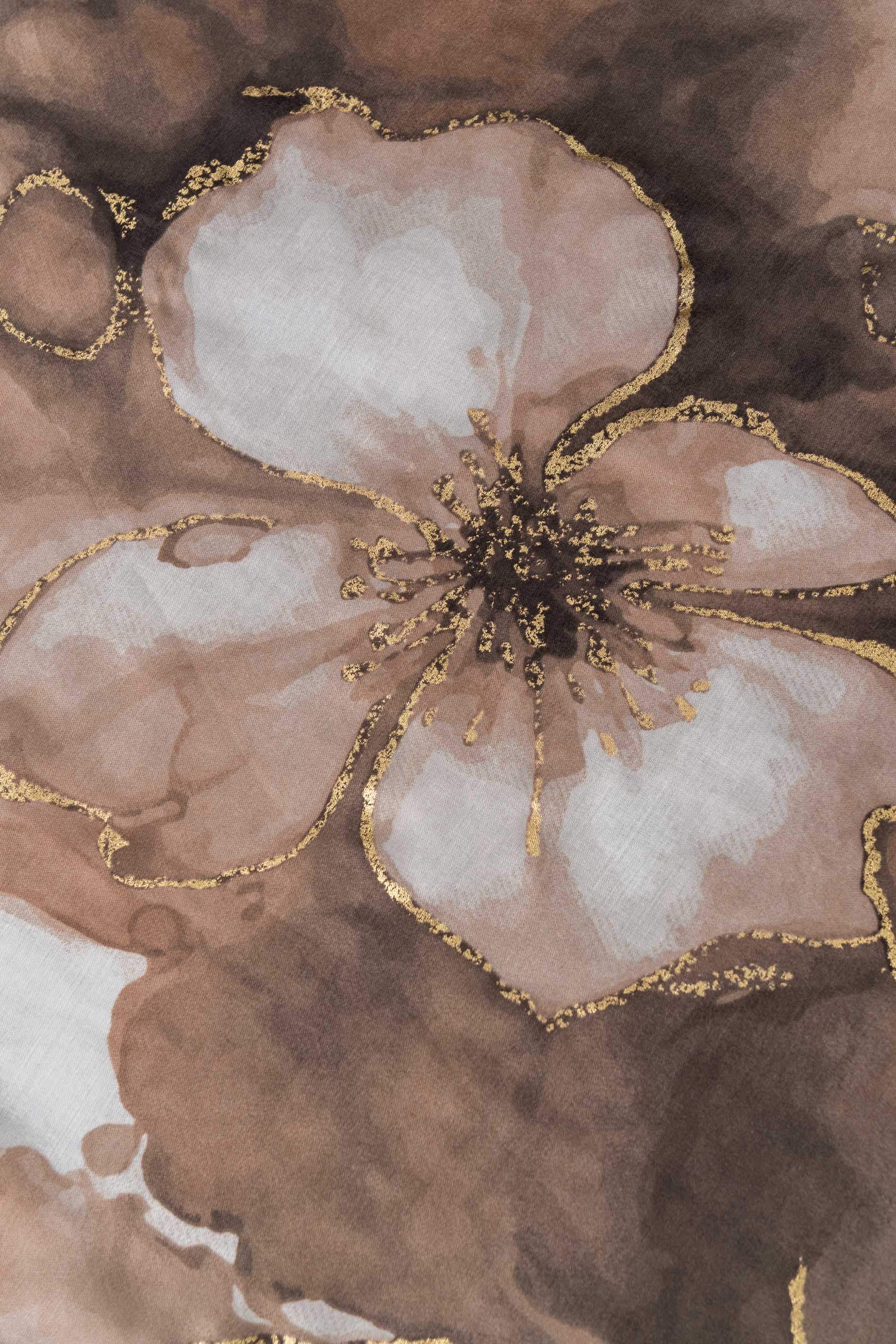 FOULARD FLOR DETALLE ORO BEIGE - Imagen 3