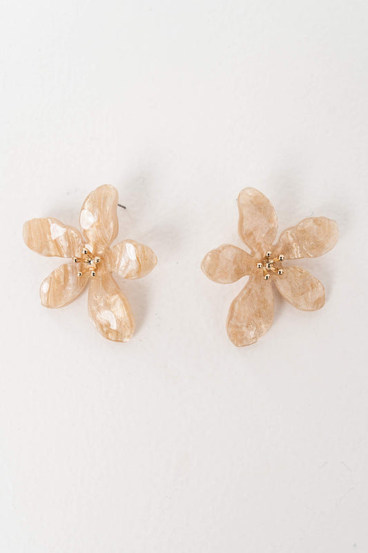 PENDIENTE FLOR RESINA BEIGE
