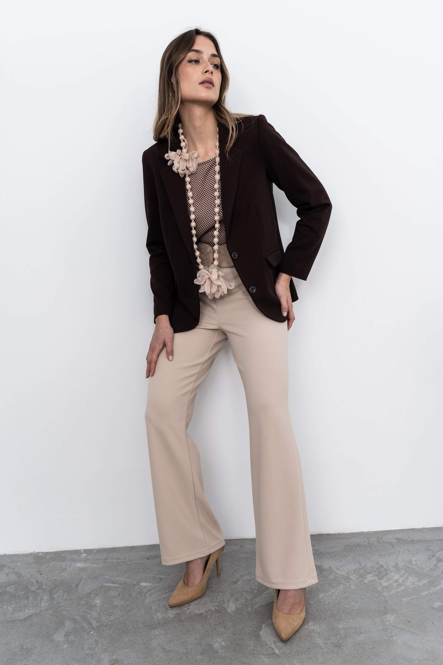 PANTALON RECTO GOMA ARENA