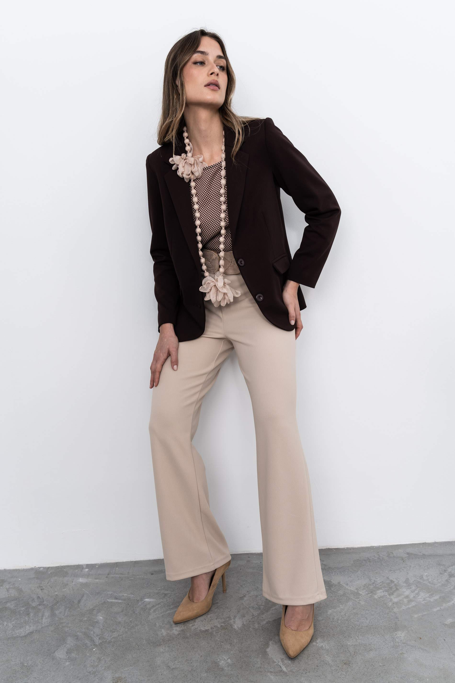 PANTALON RECTO GOMA ARENA