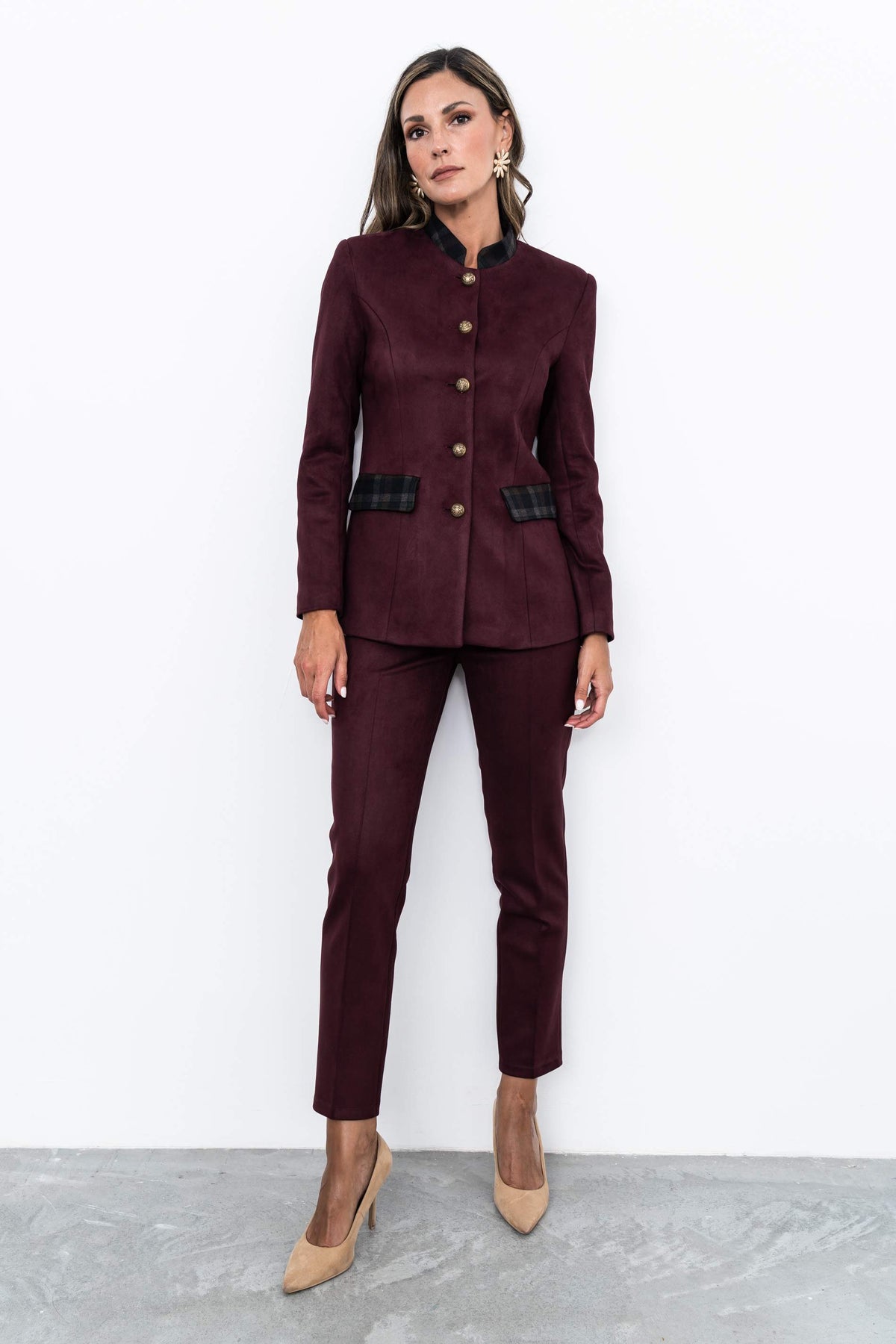 PANTALON EFECTO ANTE BURDEOS