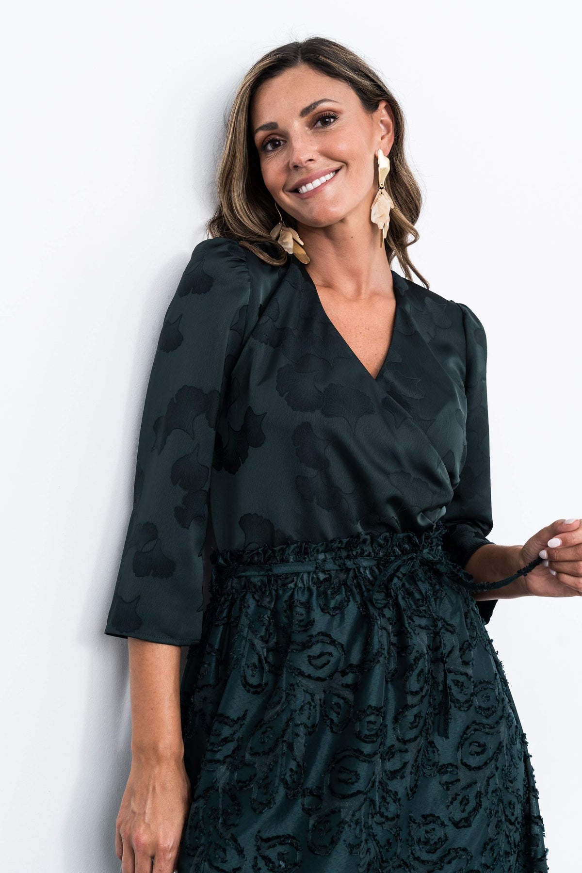 BLUSA RECOGIDO LATERAL JACQUARD
