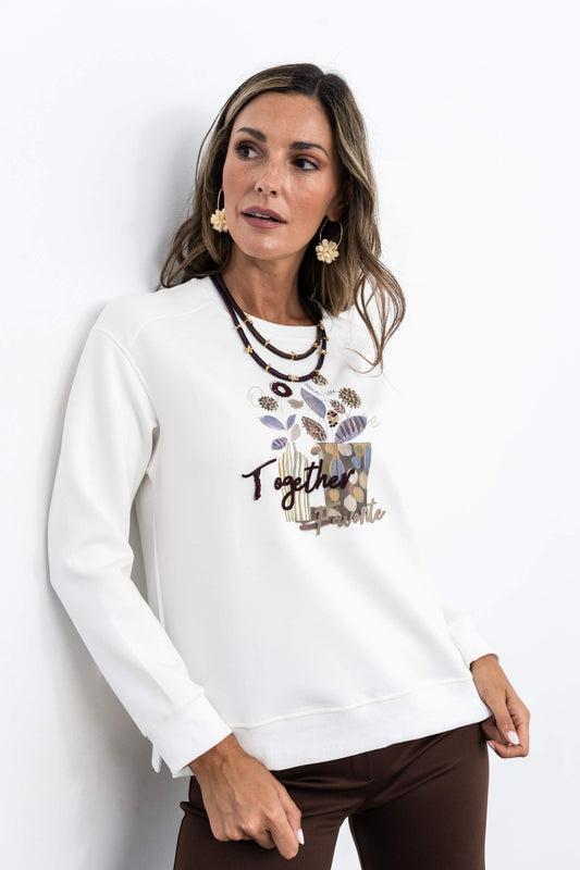 SUDADERA BORDADOS CRUDO