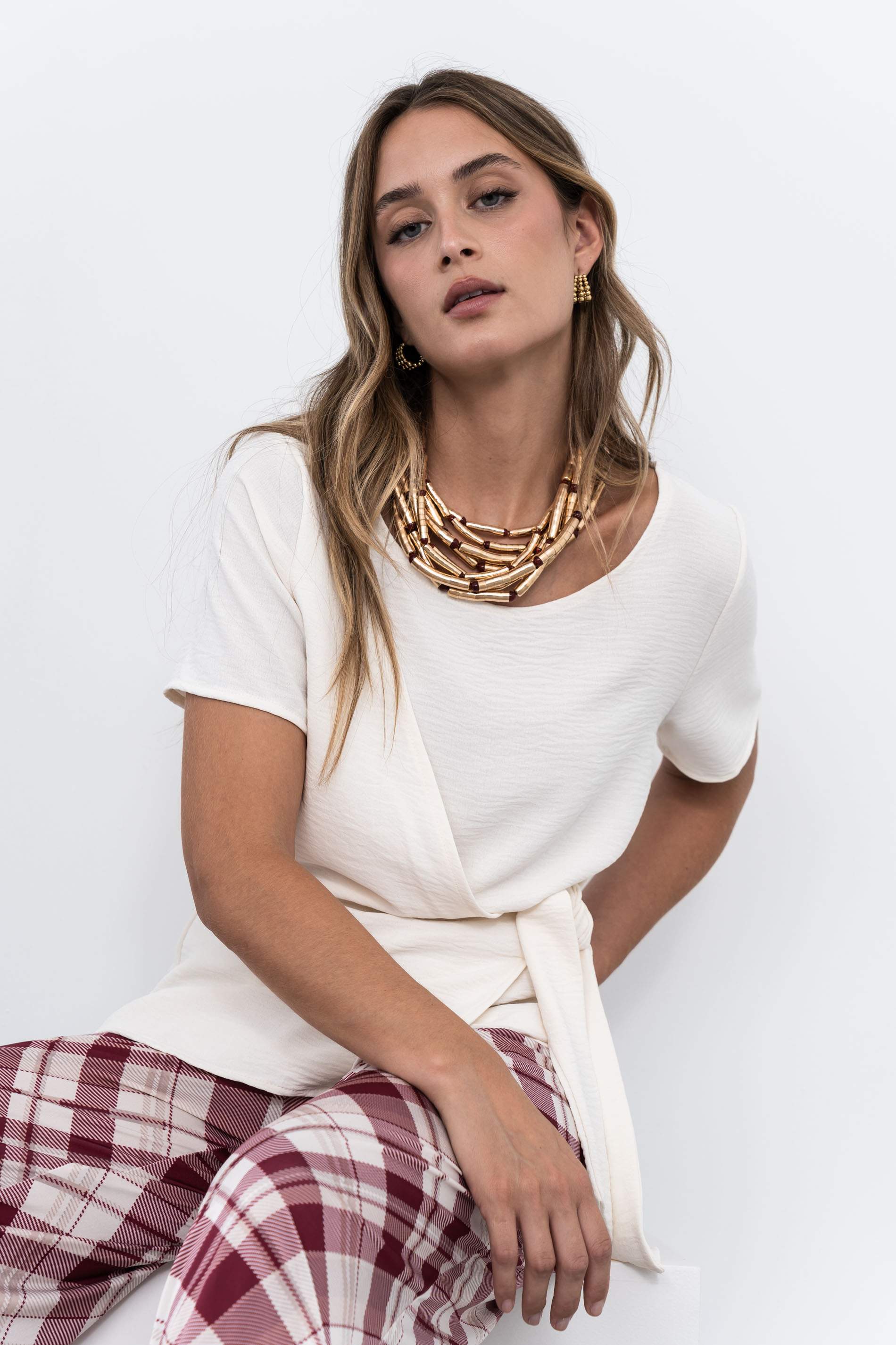 BLUSA EFECTO CRUZADO CRUDO