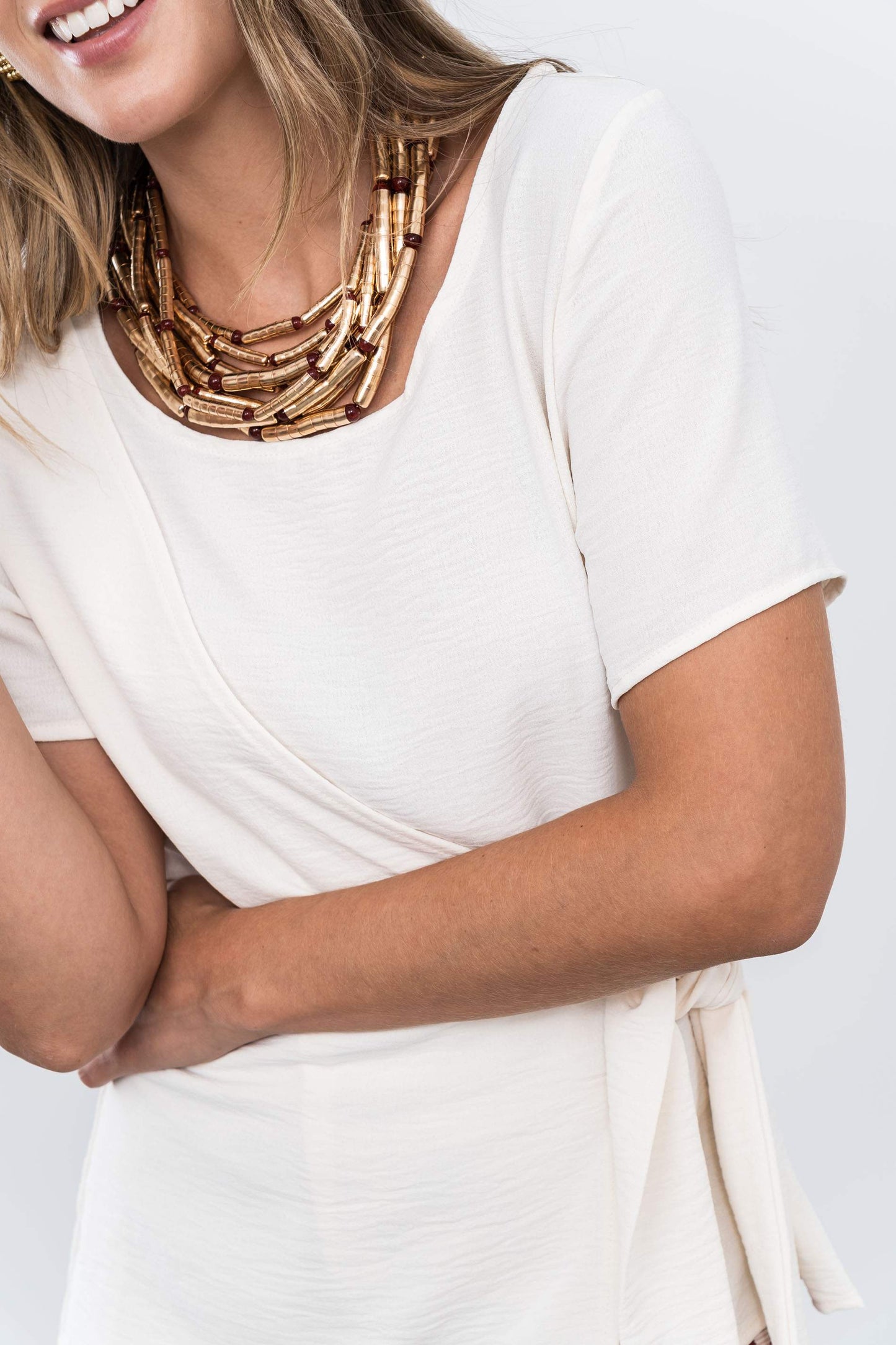 BLUSA EFECTO CRUZADO CRUDO - Imagen 7
