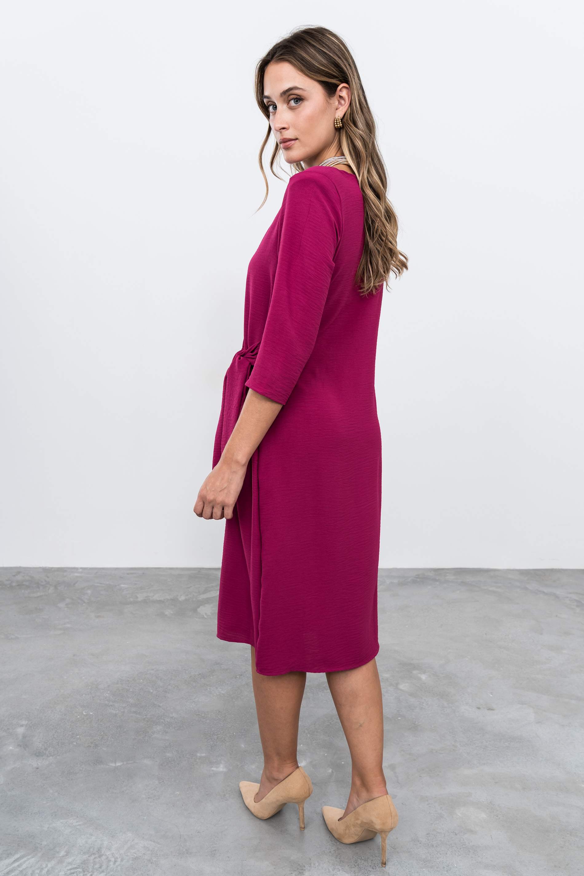 VESTIDO EFECTO CRUZADO FRESA - Imagen 6