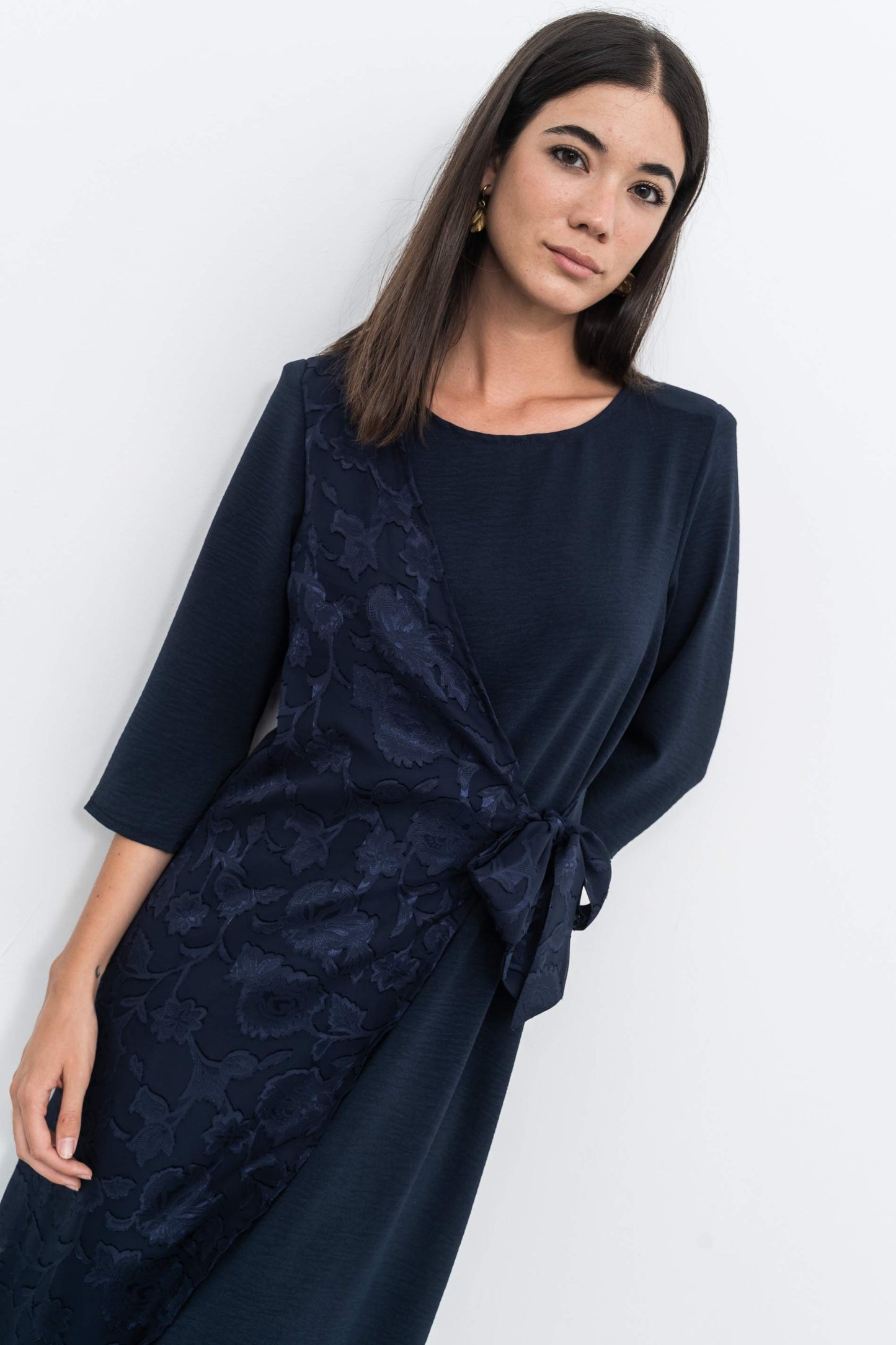 VESTIDO SOBRECAPA JACQUARD MARINO - Imagen 5