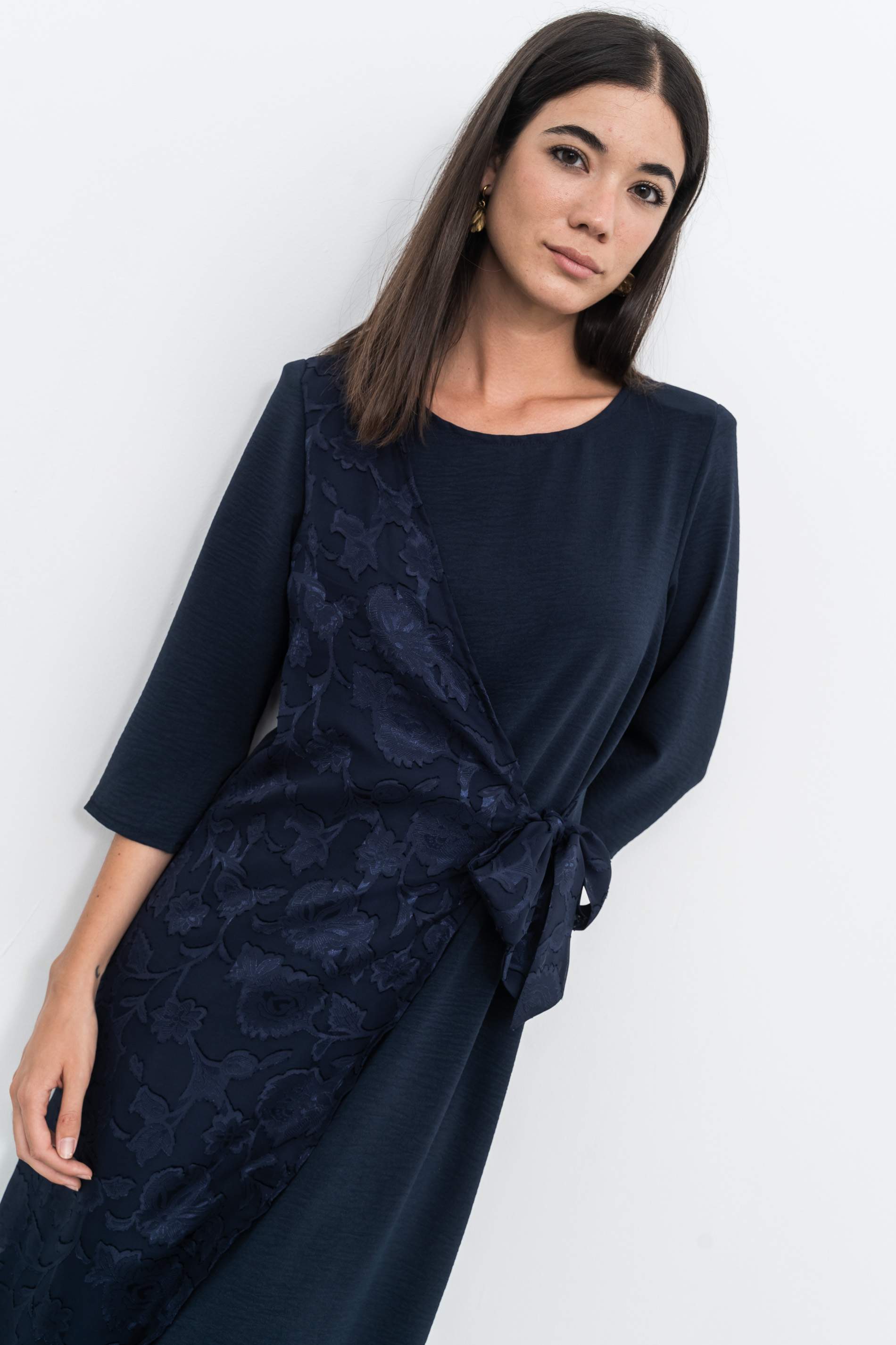 VESTIDO SOBRECAPA JACQUARD MARINO - Imagen 5