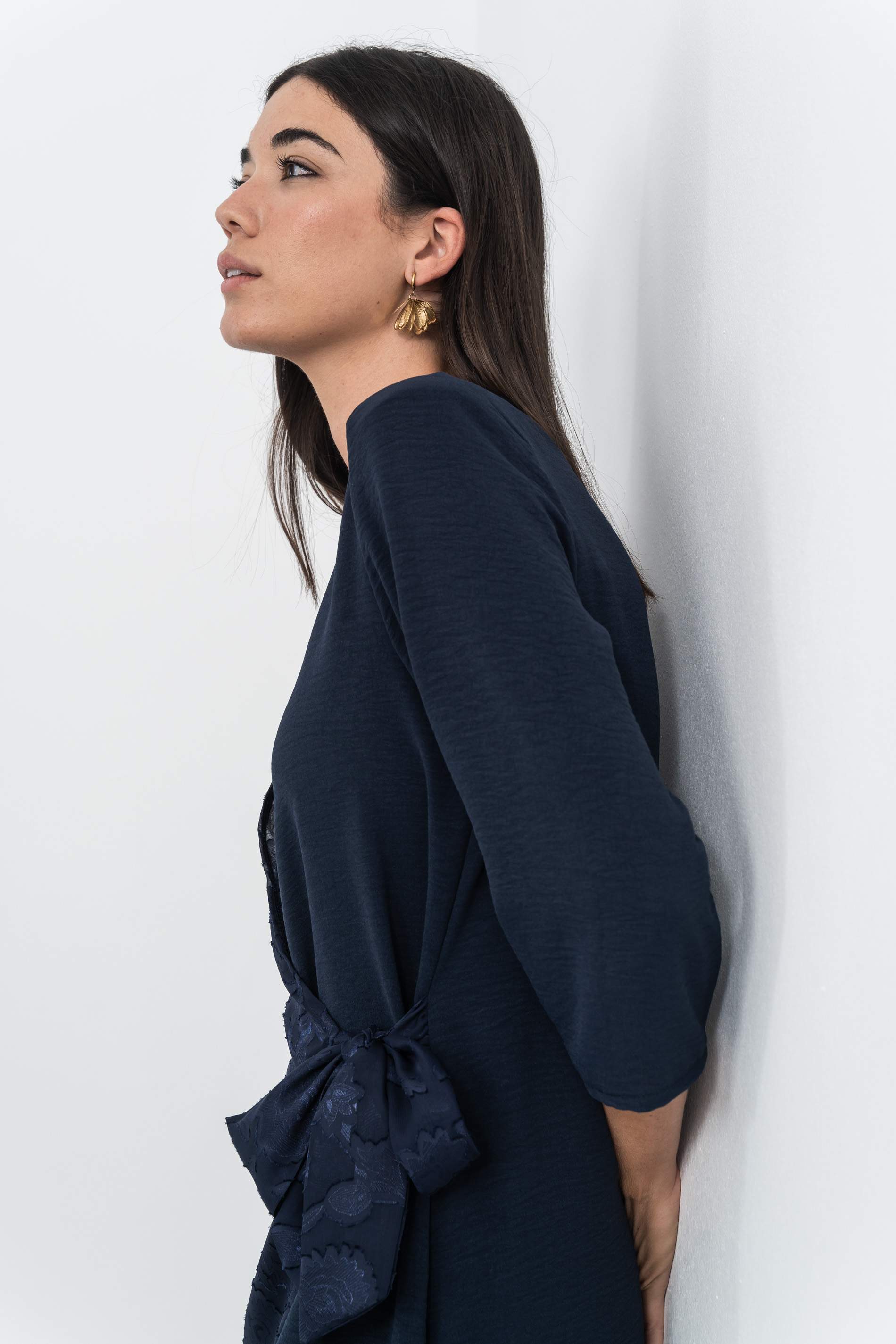 VESTIDO SOBRECAPA JACQUARD MARINO - Imagen 6