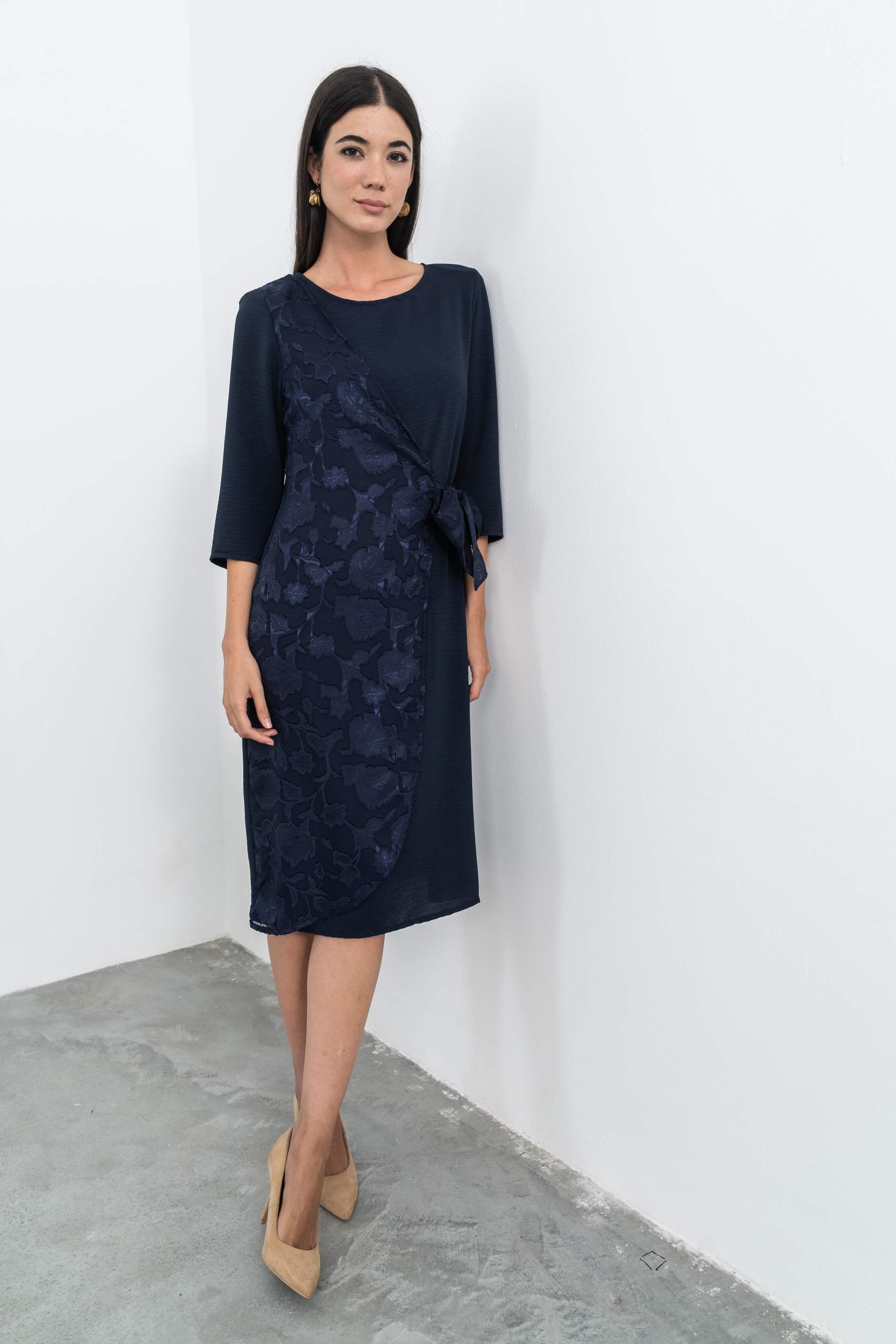 VESTIDO SOBRECAPA JACQUARD MARINO - Imagen 7