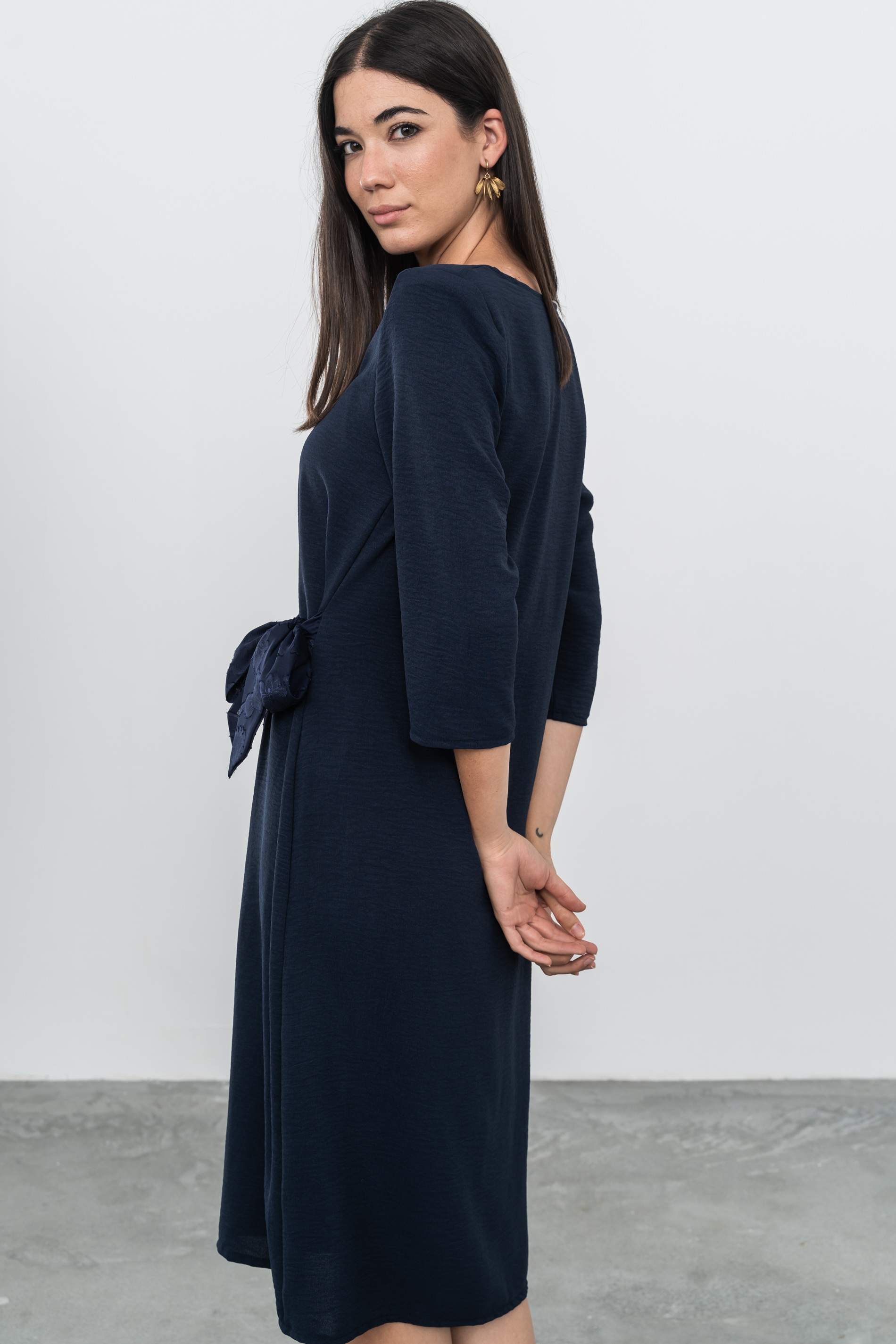 VESTIDO SOBRECAPA JACQUARD MARINO - Imagen 8