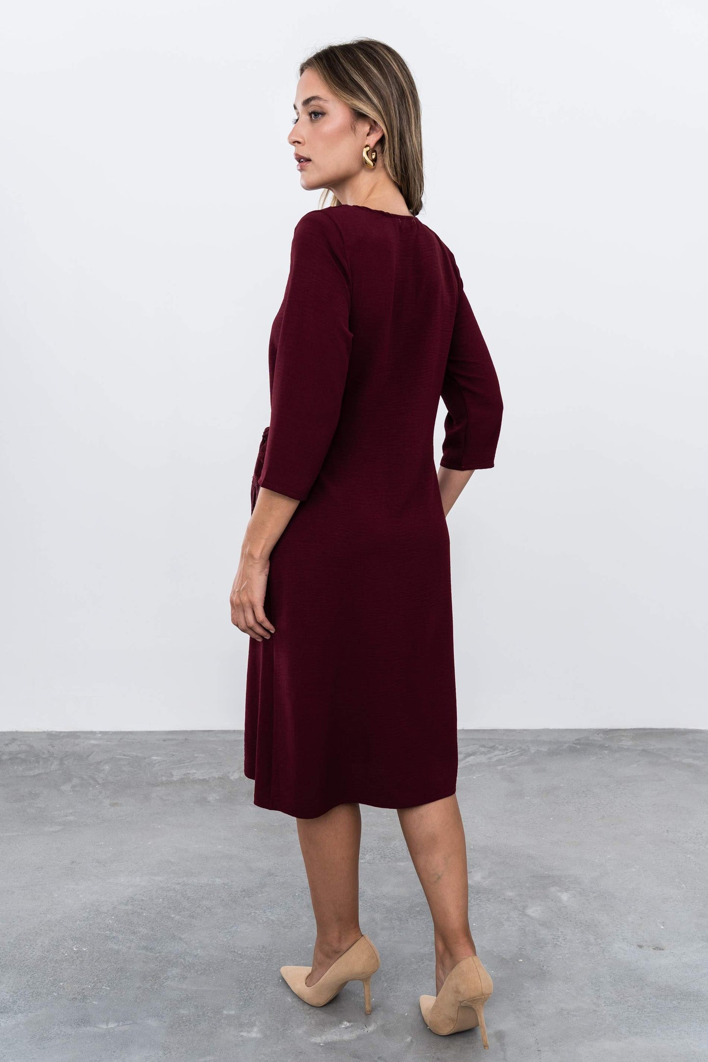 VESTIDO SOBRECAPA JACQUARD BURDEOS - Imagen 8