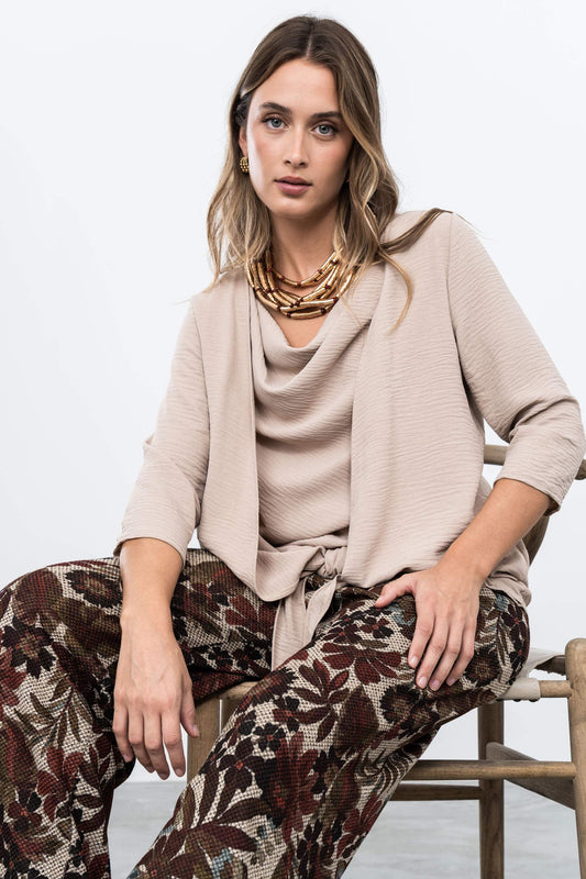 BLUSA DOBLE CAPA NUDO ARENA