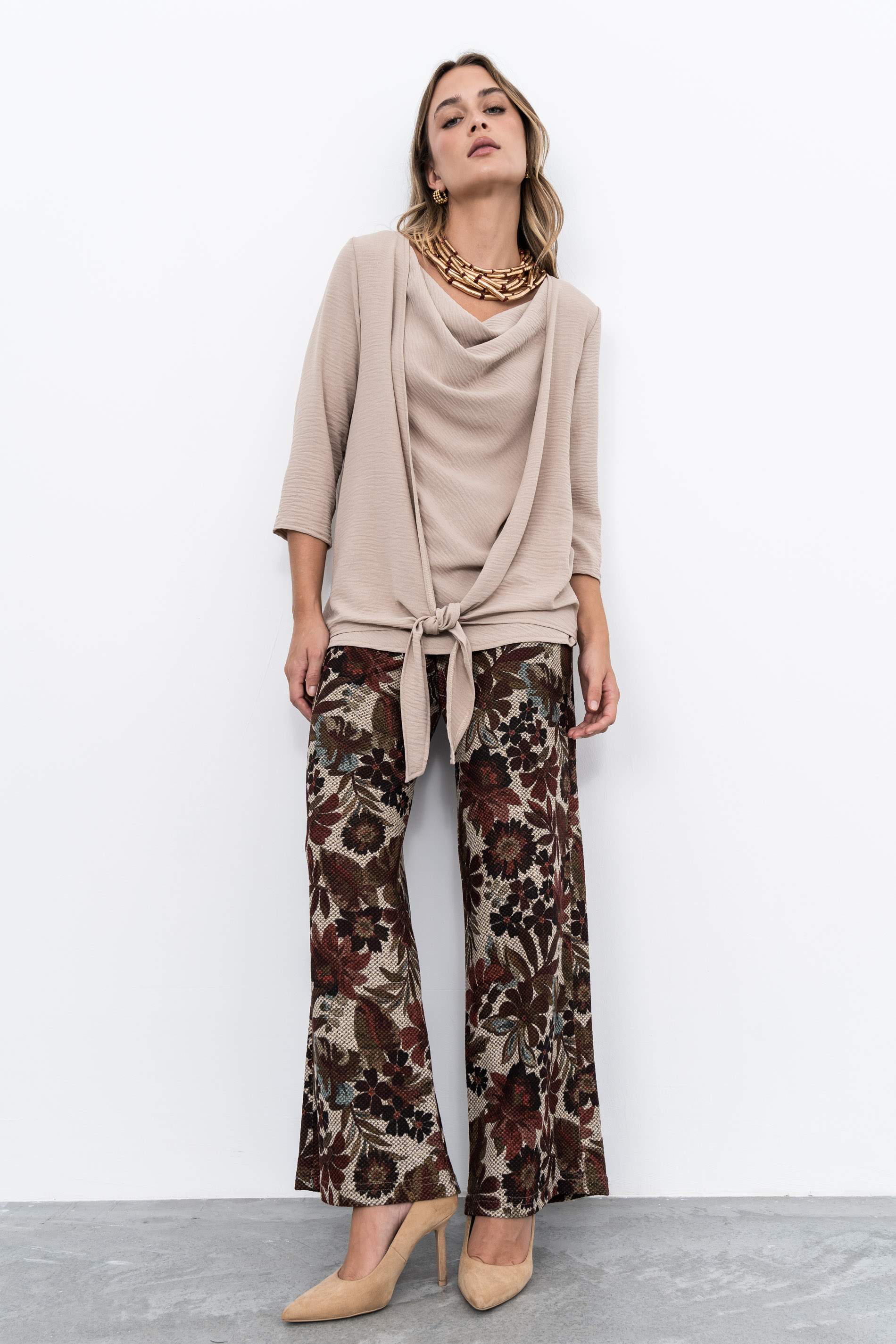 BLUSA DOBLE CAPA NUDO ARENA - Imagen 4