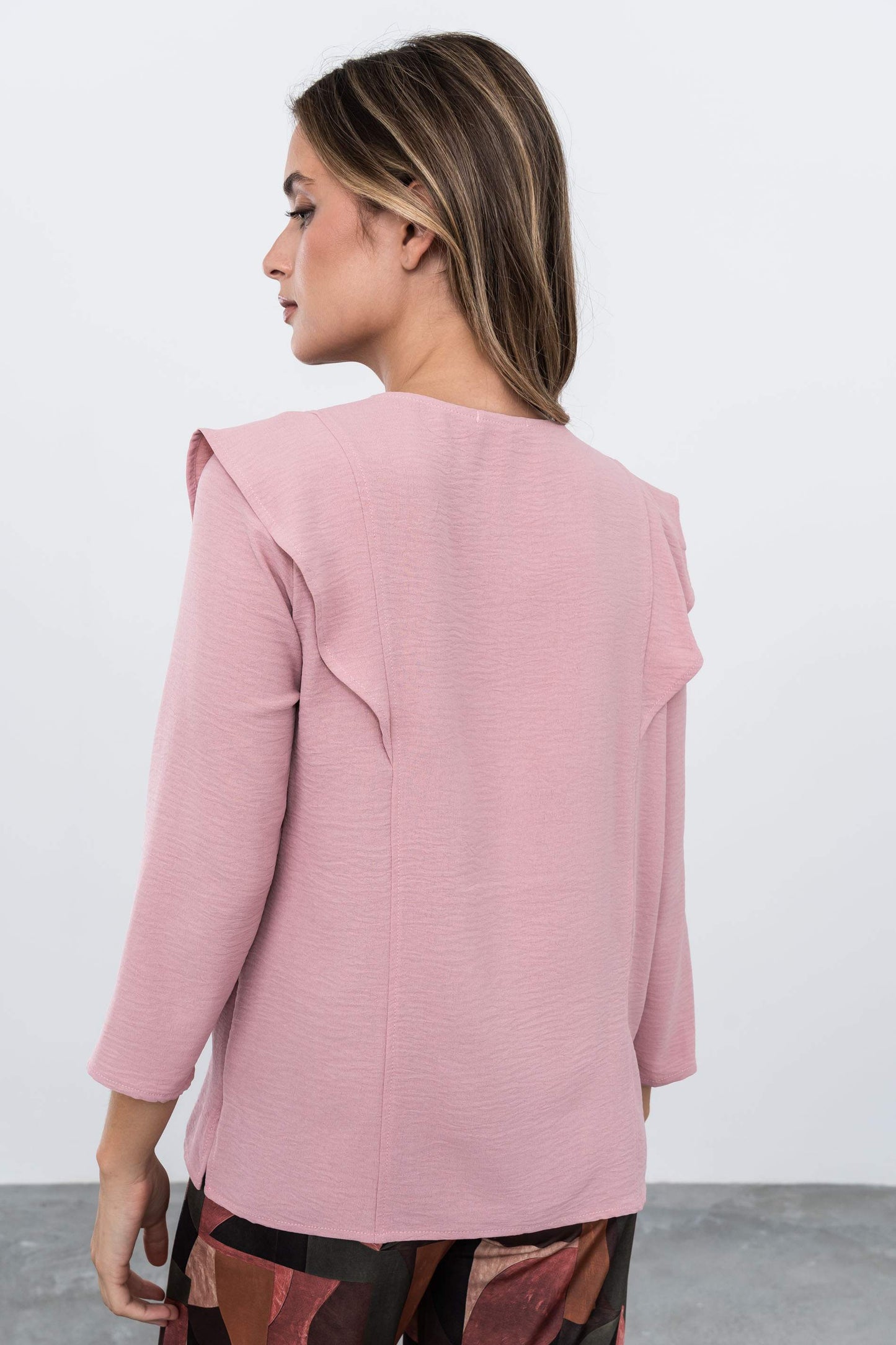 BLUSA MANGA FRANCESA VOLANTE NUDE - Imagen 4