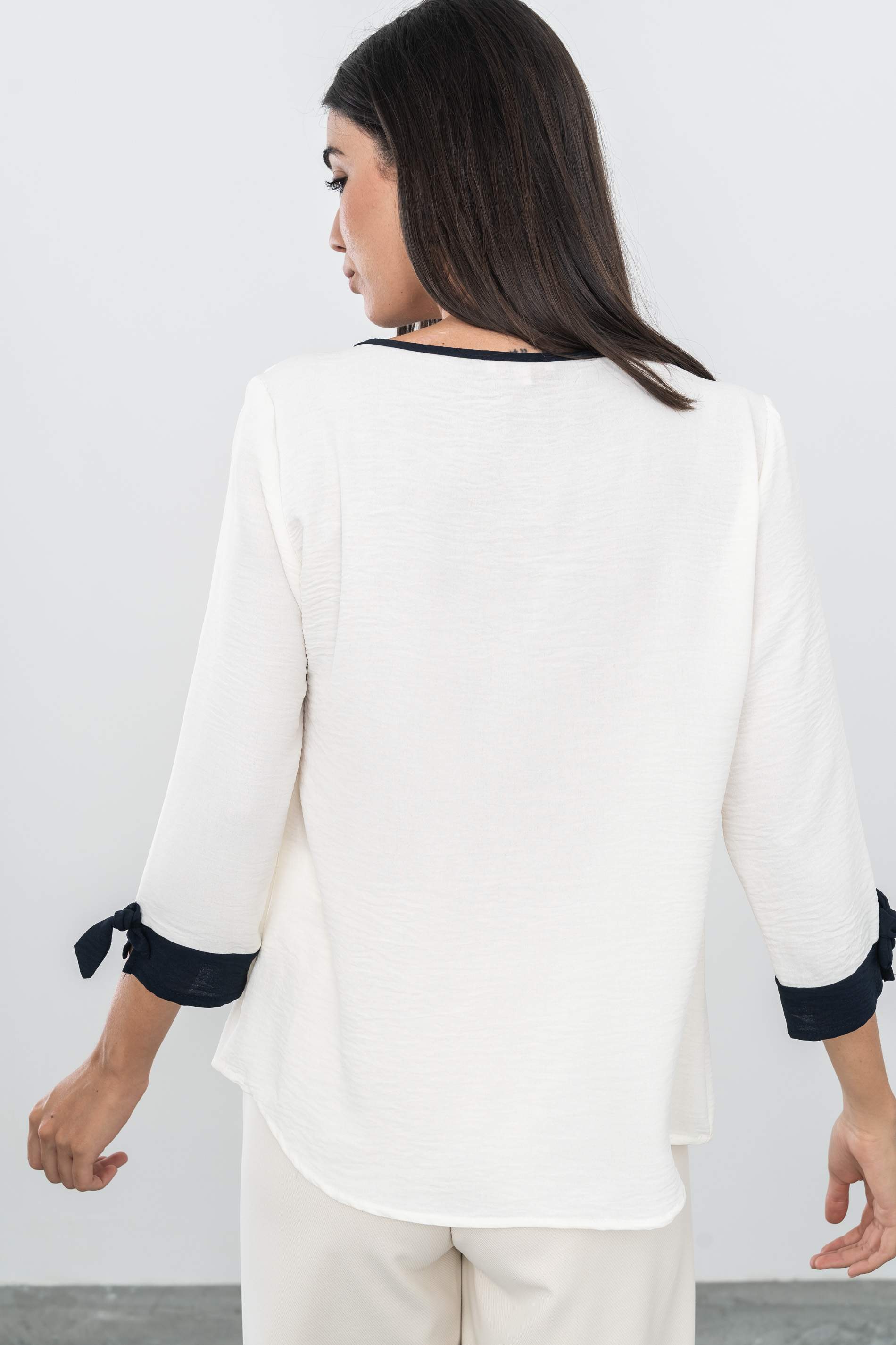 BLUSA CENEFA CONTRASTE CRUDO - Imagen 4