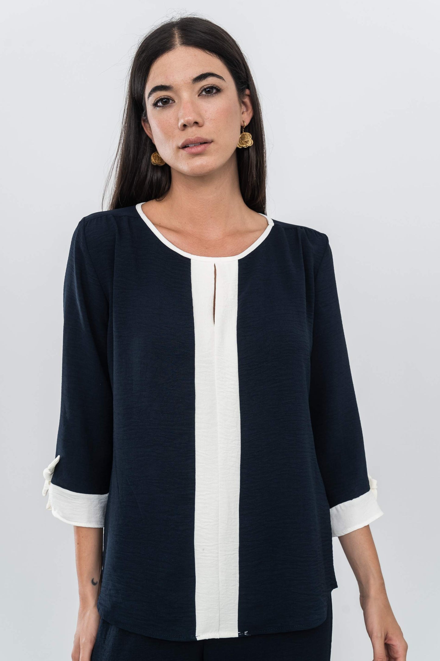 BLUSA CENEFA CONTRASTE MARINO