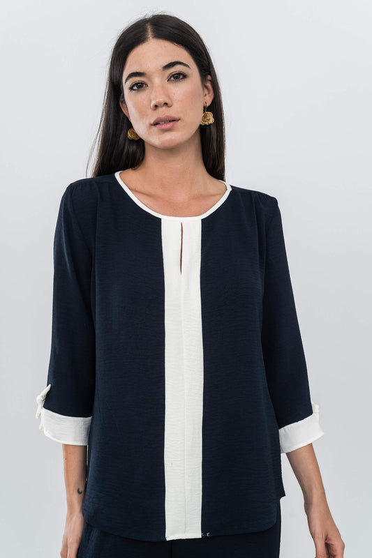 BLUSA CENEFA CONTRASTE MARINO