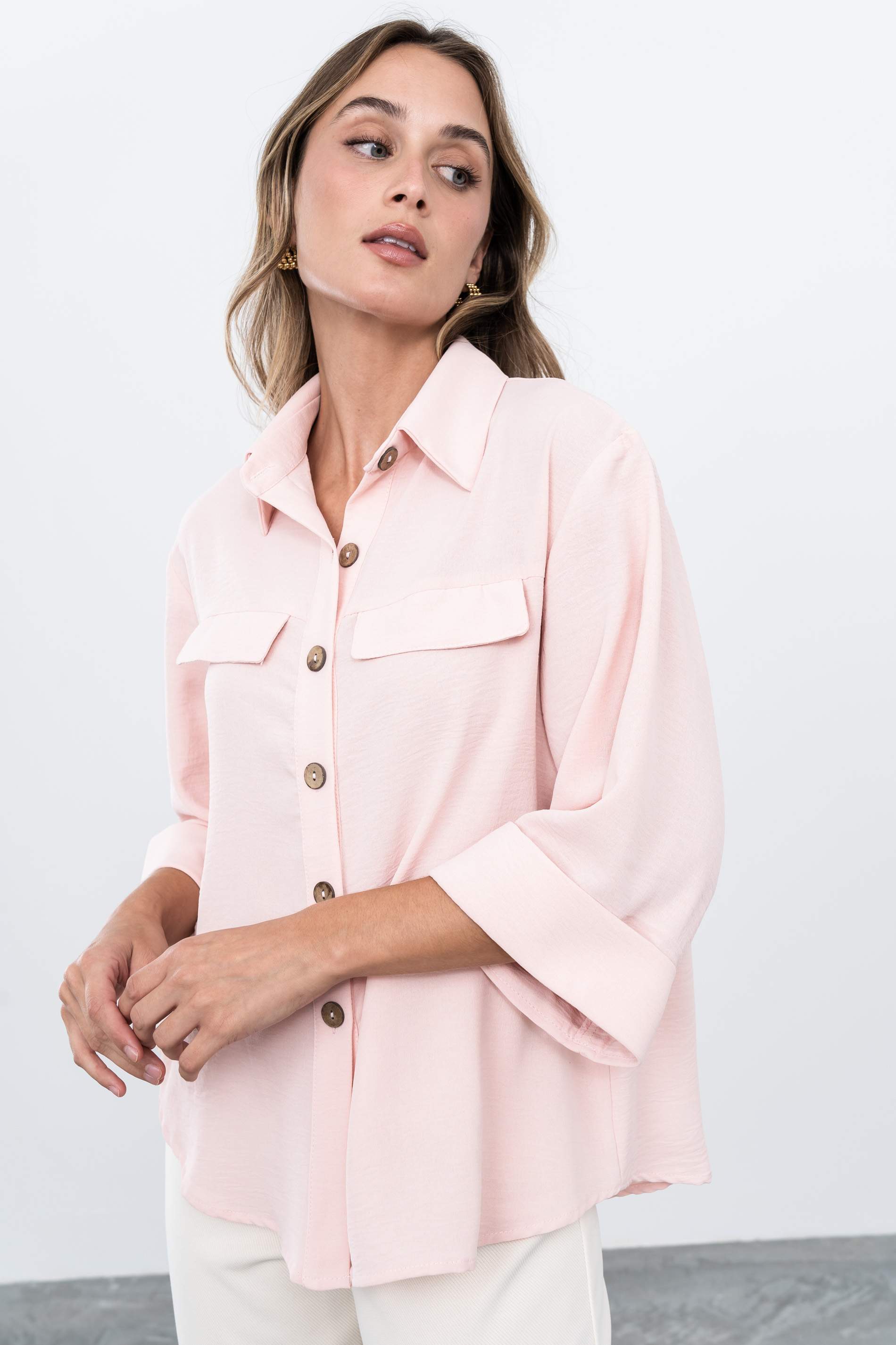 CAMISA MANGAS VUELTA ROSA - Imagen 5