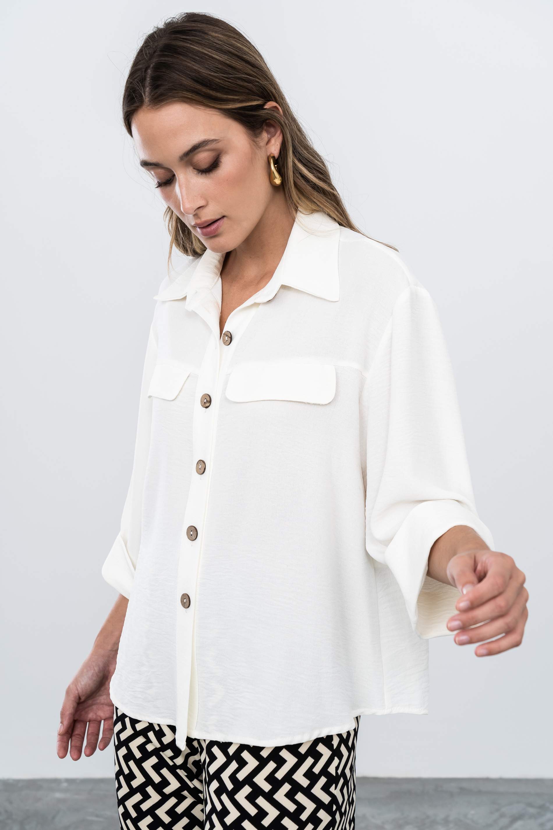 CAMISA MANGAS VUELTA CRUDO - Imagen 4