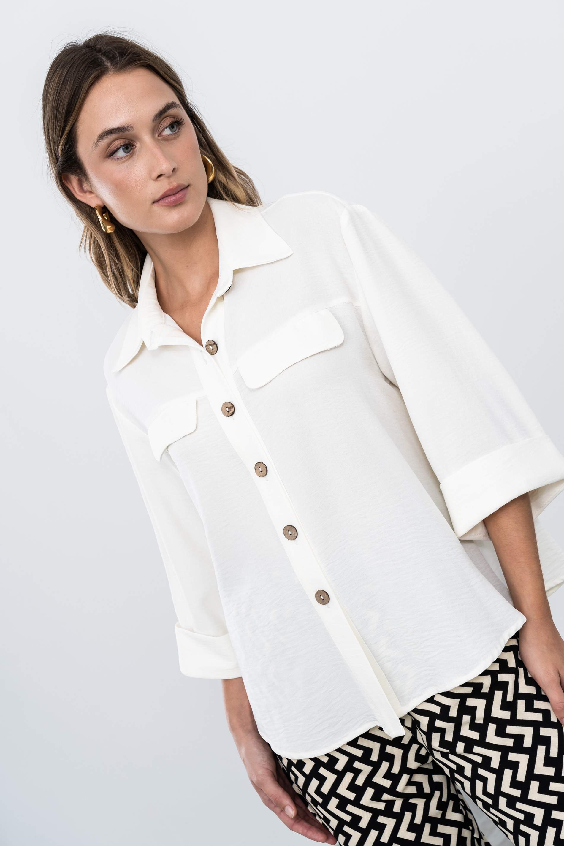 CAMISA MANGAS VUELTA CRUDO - Imagen 7