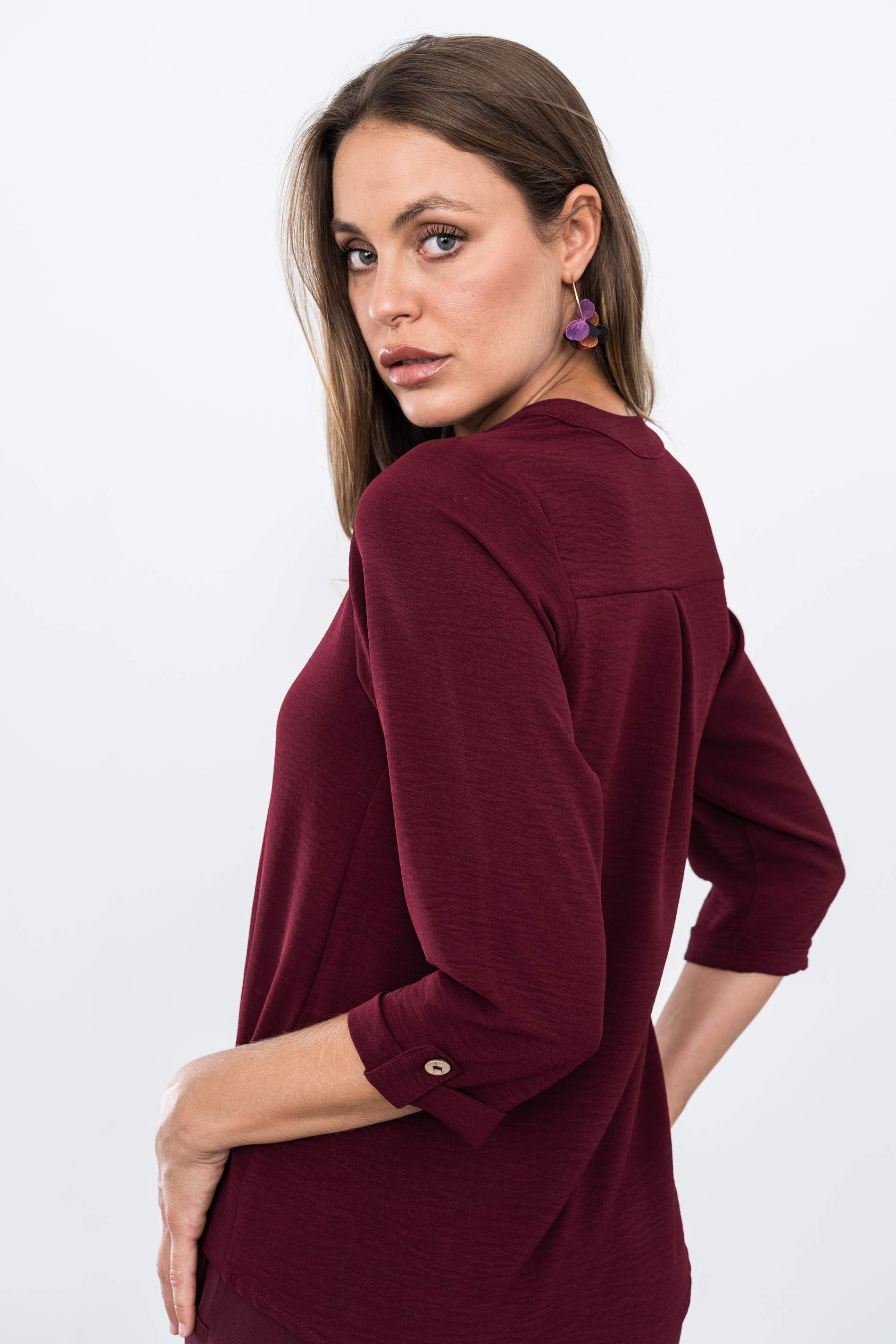 BLUSA BOTONES MANGA FRANCESA GRANATE - Imagen 8